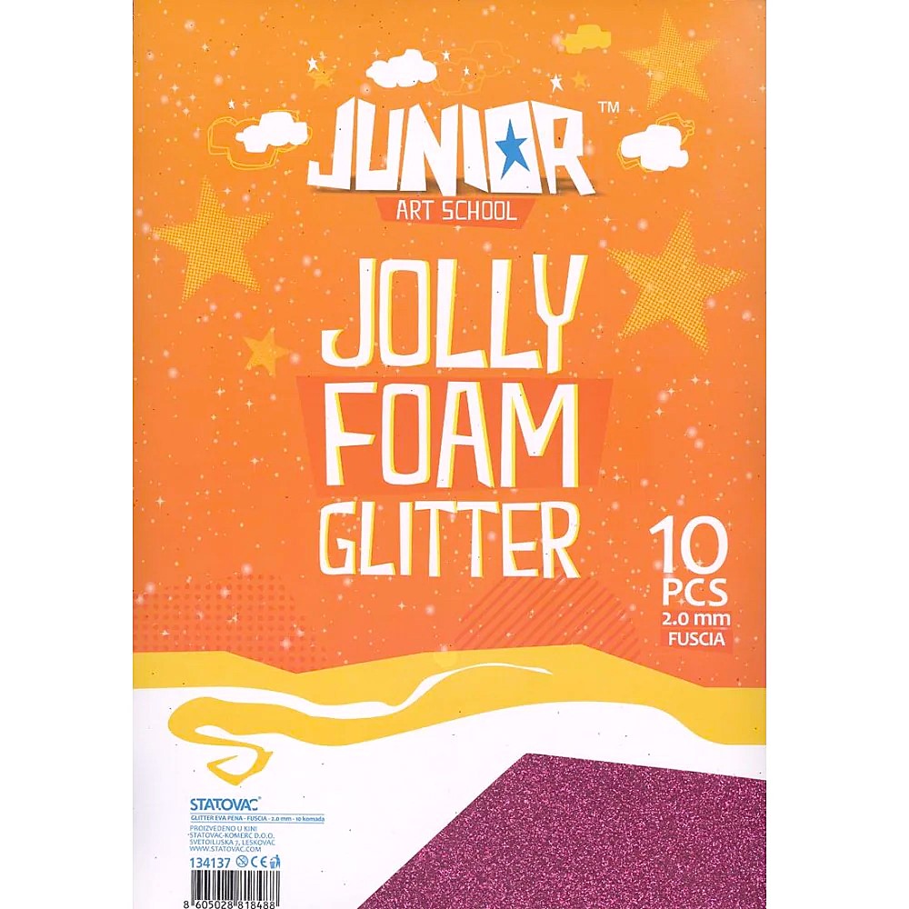 A4 Junior Jolly Foam Glitter Colour - Fuschia x 1pc