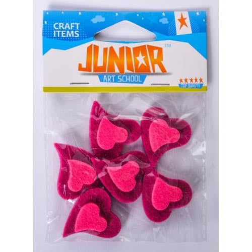 Junior Crafty - Crafty Shapes 3cm A Pack Of 6pcs - Felt Heart