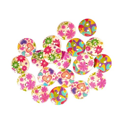 Junior Crafty - Craft Buttons 15mm A Pack Of 20pcs - Flowers