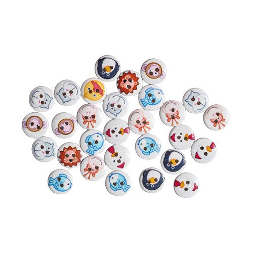 Junior Arts & Crafts - Craft Buttons 15mm A Pack Of 30pcs - Animals