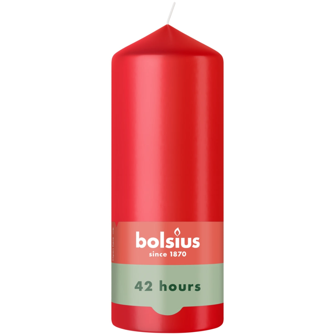 Bolsius - Smooth Pillar Candle - Red - 12cm 42h