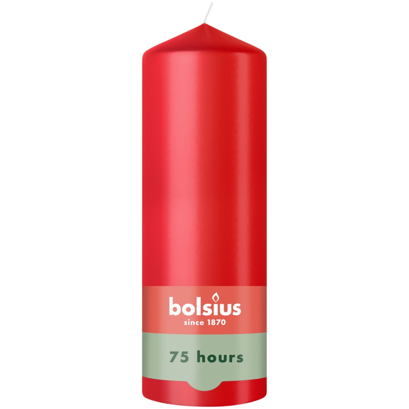 Bolsius - Smooth Pillar Candle - Red - 20cm 75h