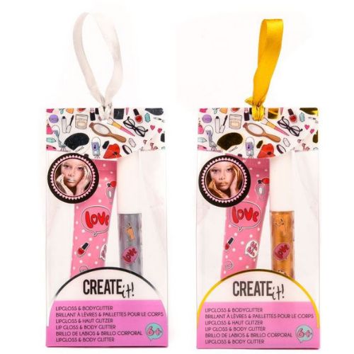 Create it! Beauty Lip Gloss & Body Glitter Gold/Silver x 1pc Assortment