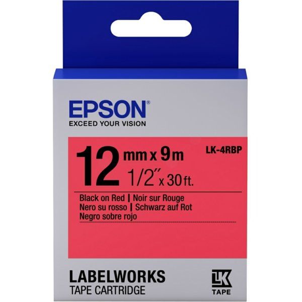 Epson Label Tape 12 x 9mm Black On Red