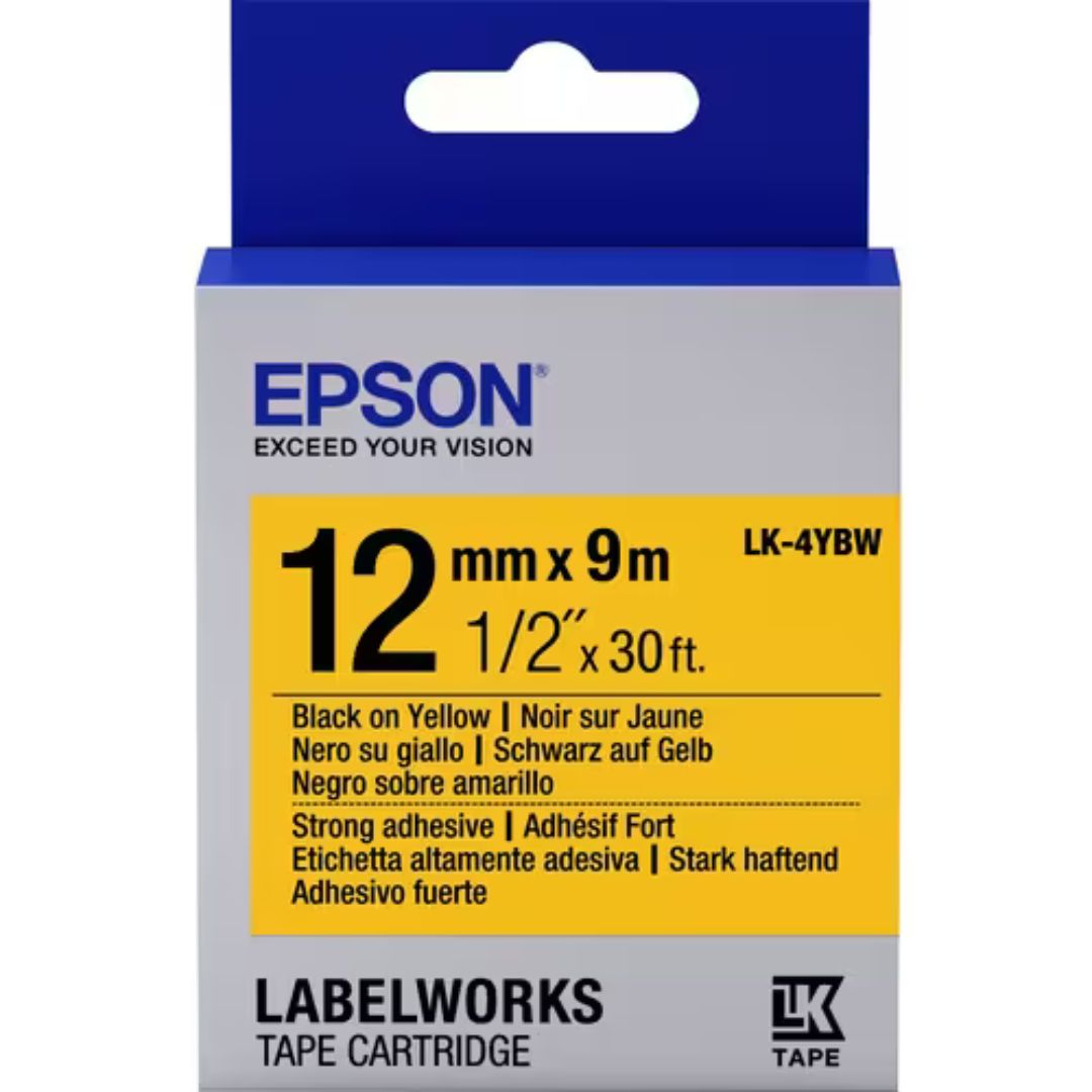 Epson Label Tape 12 x 9mm Black On Yellow