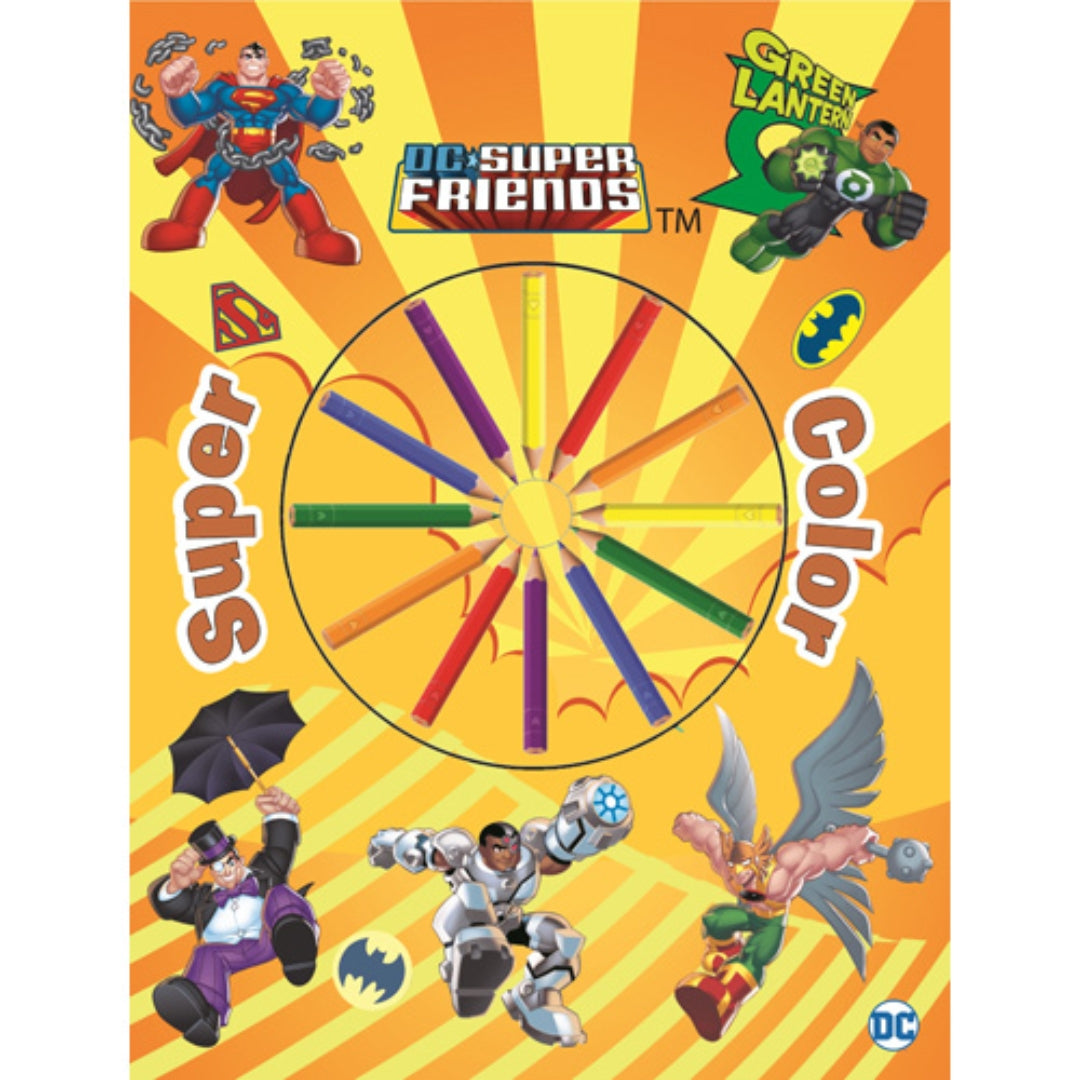 DC - Super Color & Coloured Pencils 12pcs - Colouring Book