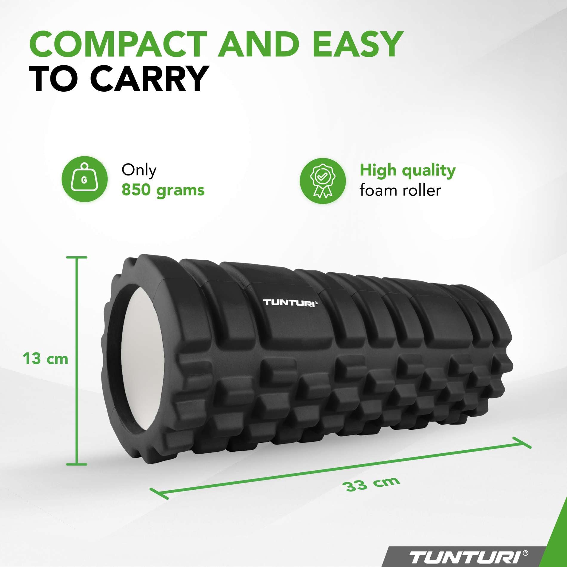 Tunturi Yoga Grid Foam Roller 33cm - Black