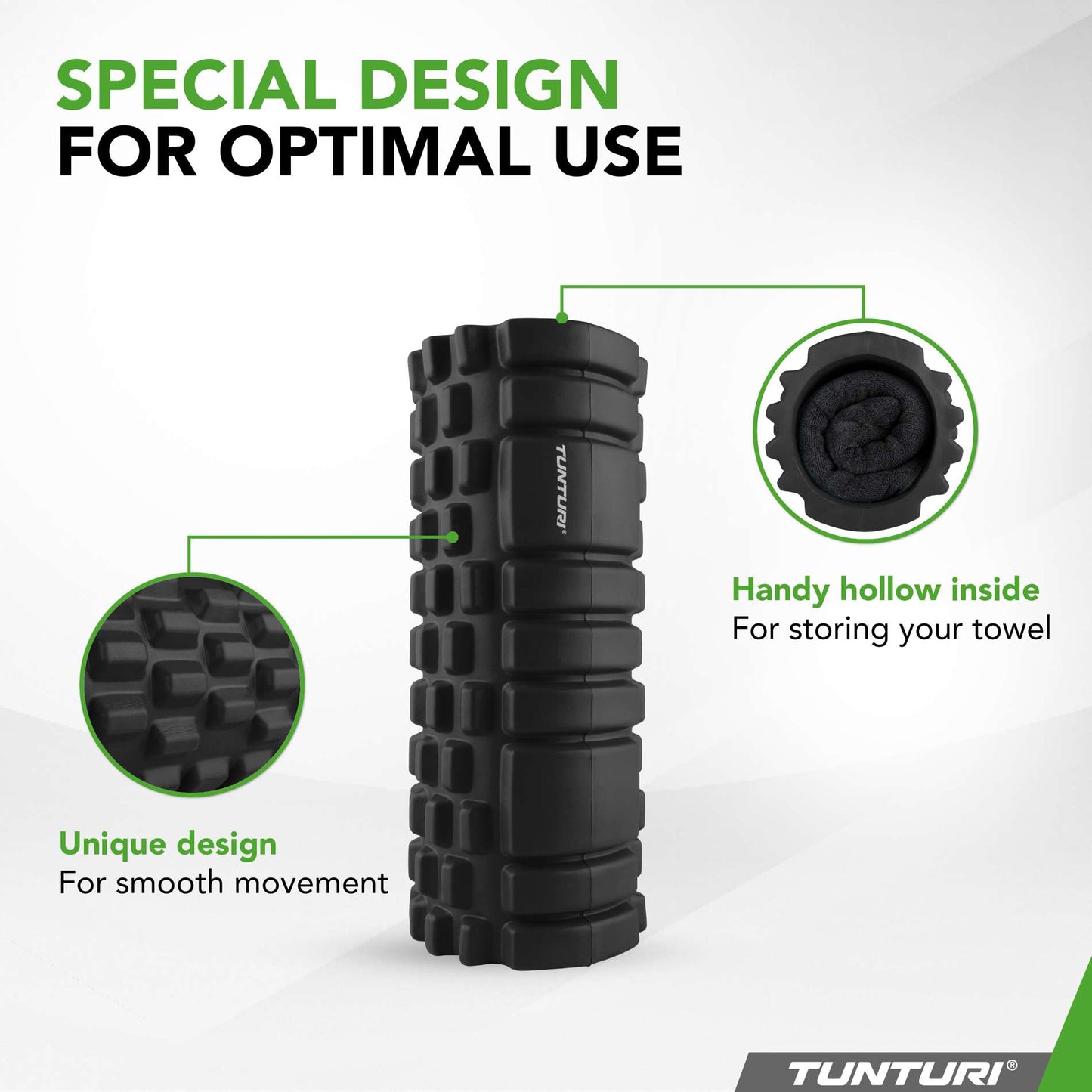Tunturi Yoga Grid Foam Roller 33cm - Black