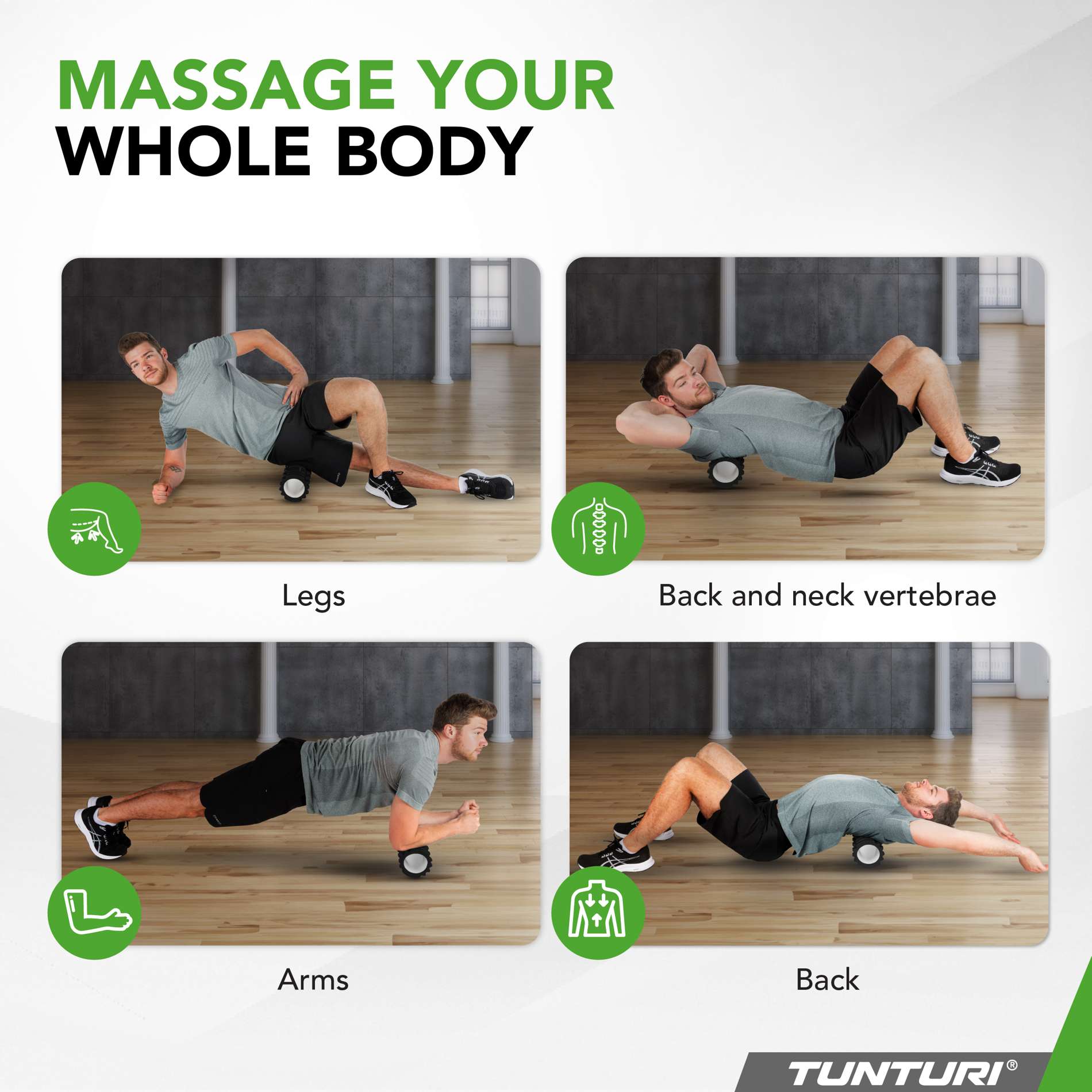 Tunturi Yoga Grid Foam Roller 33cm - Black