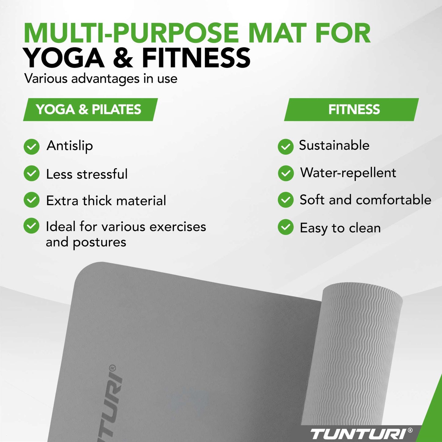 Tunturi Yoga Mat 8mm - Grey