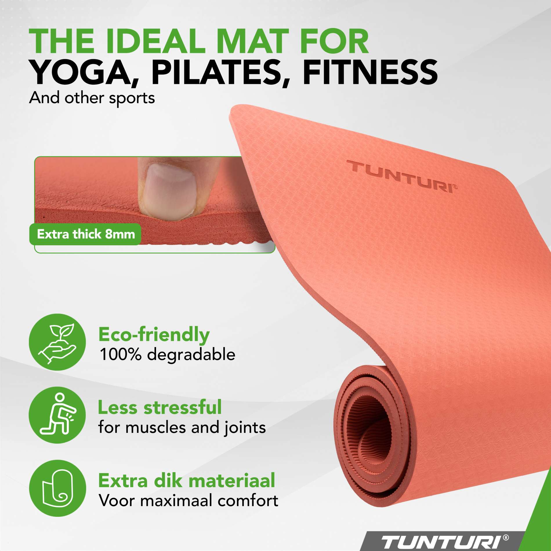 Tunturi Yoga Mat 8mm - Rose Gold