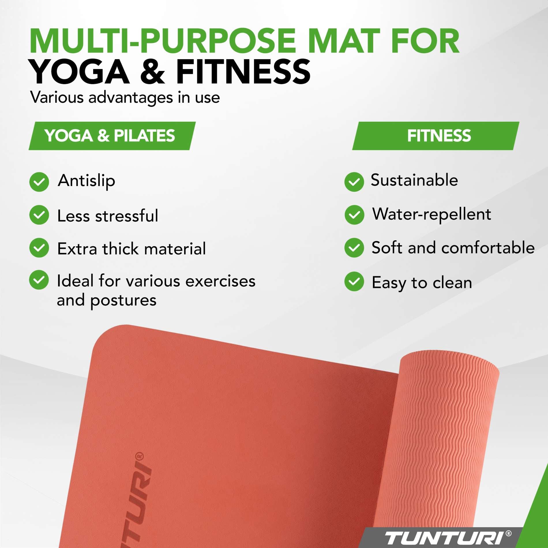 Tunturi Yoga Mat 8mm - Rose Gold