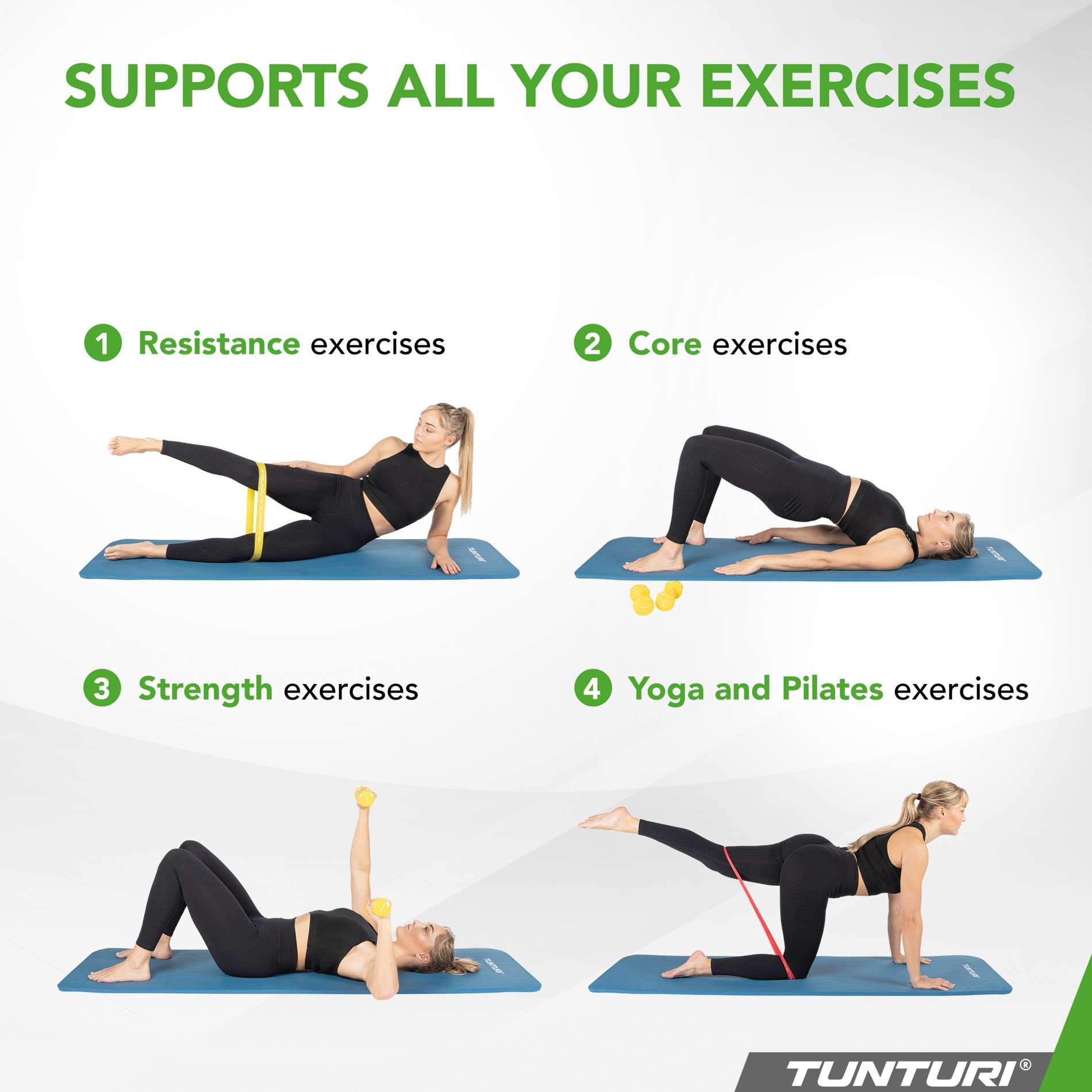 Tunturi Fitness Mat NBR 15mm - Petrol Blue