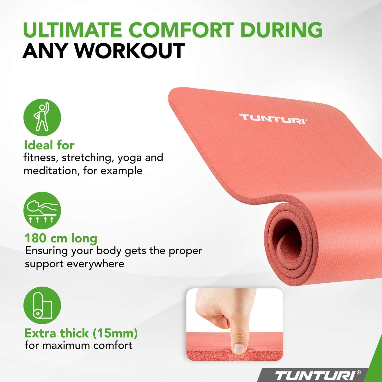 Tunturi Fitness Mat NBR 15mm - Rose Gold