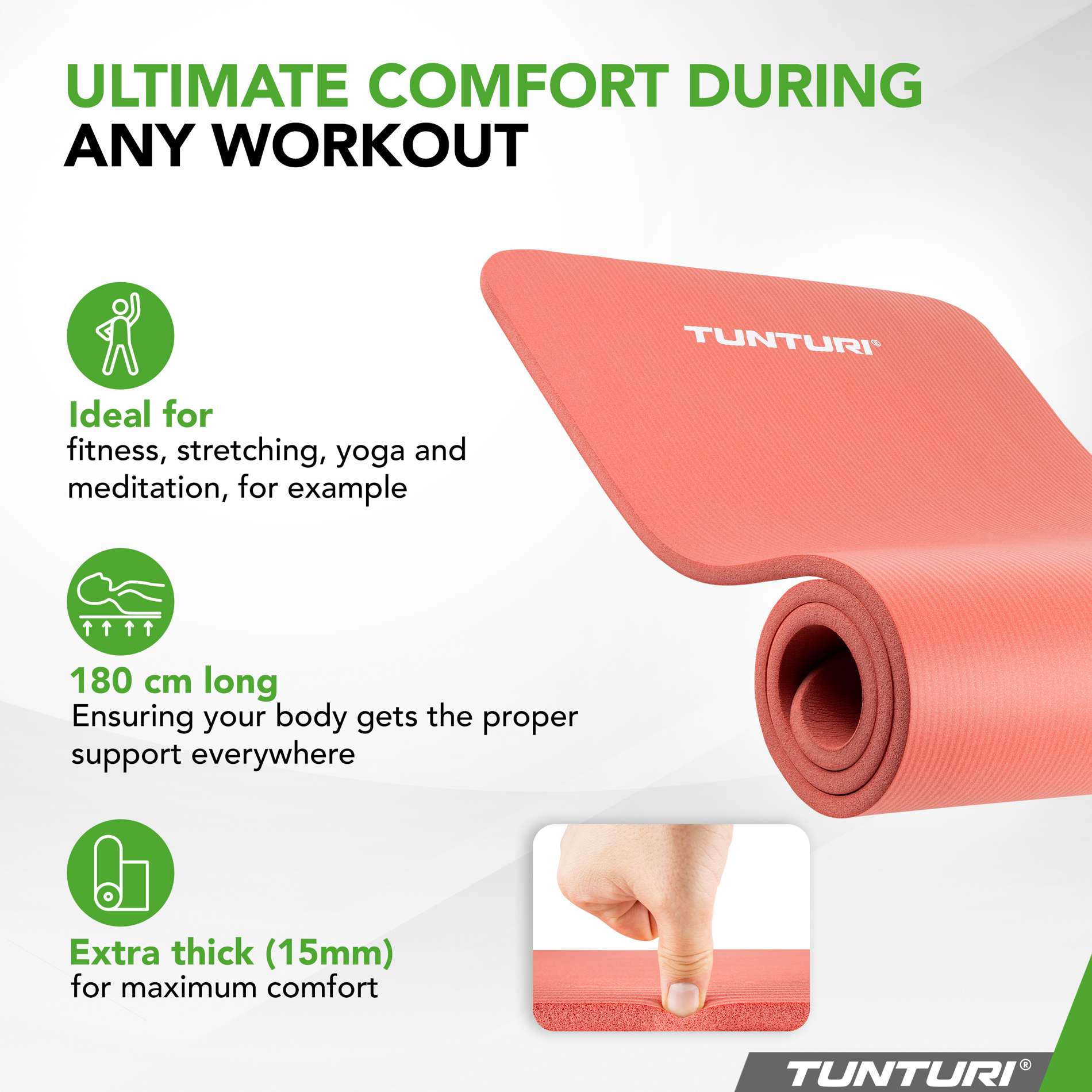 Tunturi Fitness Mat NBR 15mm - Rose Gold