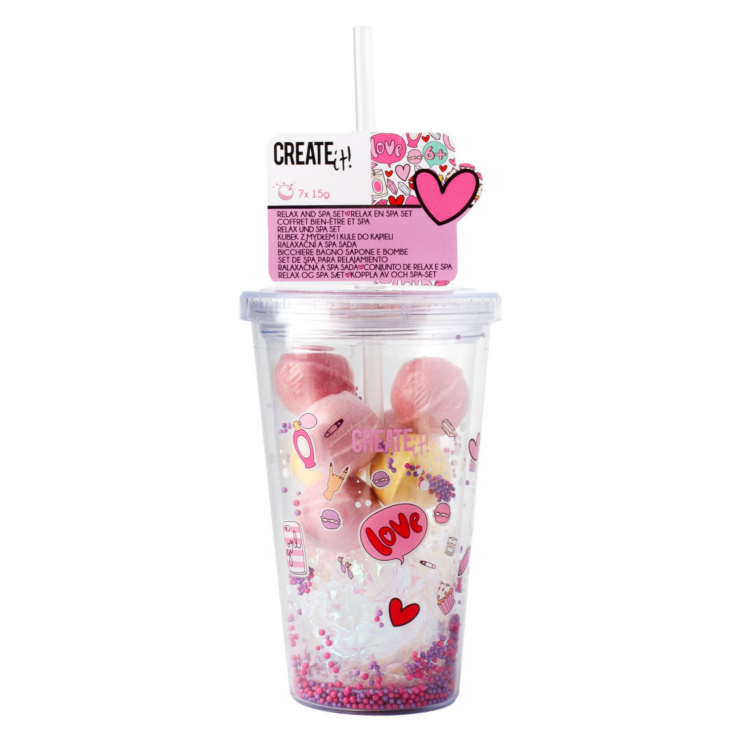 Create It! Beauty Drinking Cup And Bath Bombs - Pink