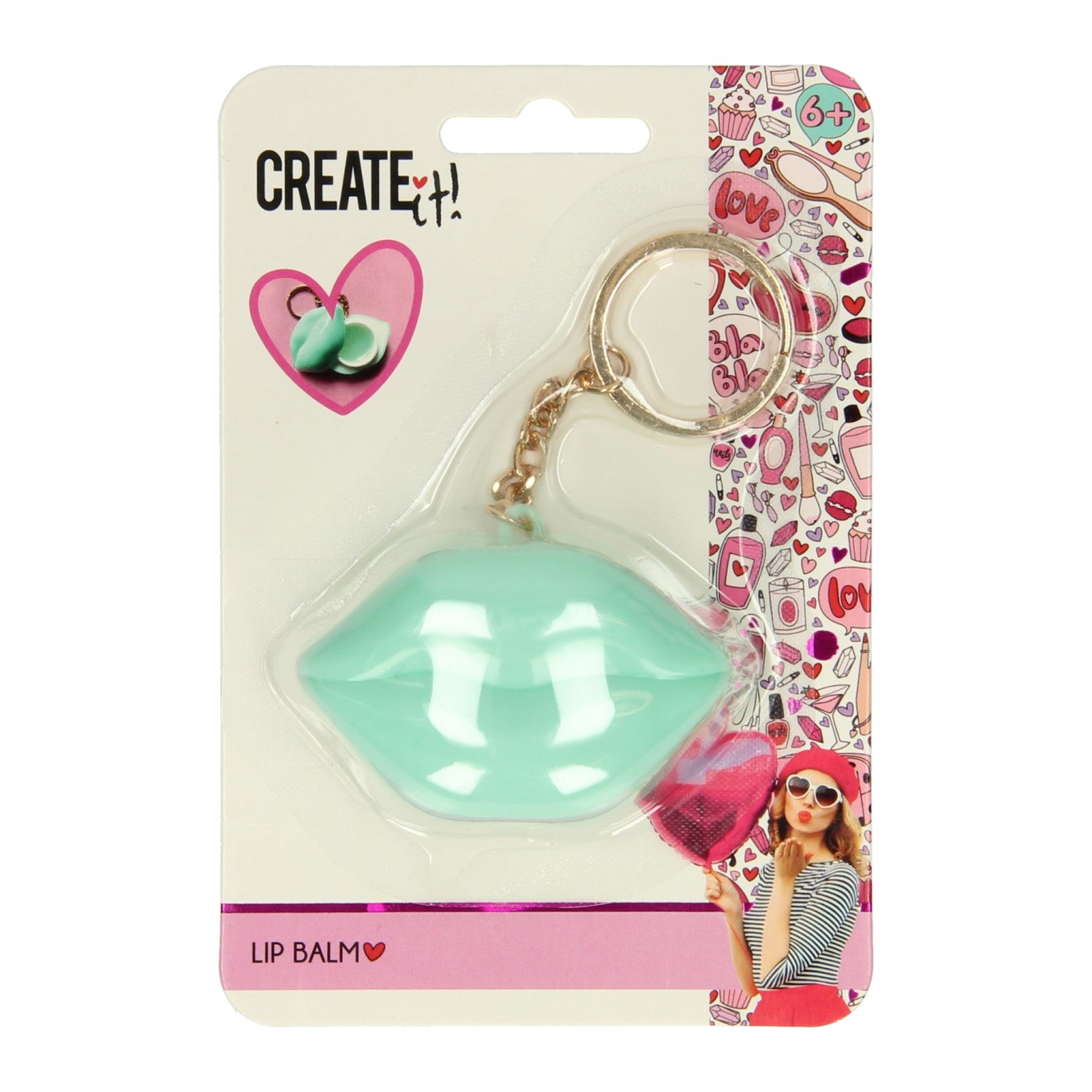 Create It! Heart Lip Balm Keychain - Turquoise