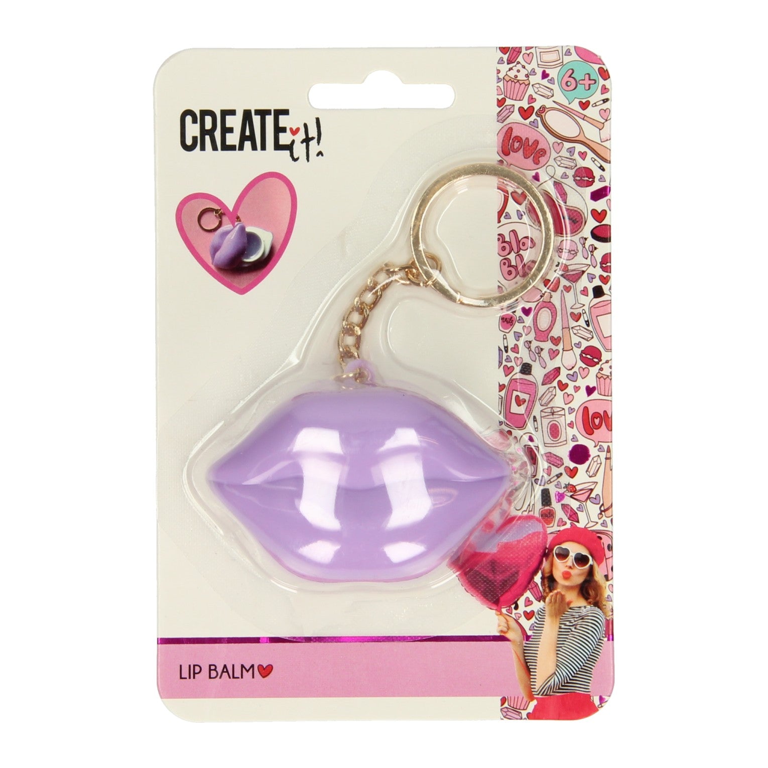 Create It! Heart Lip Balm Keychain - Purple