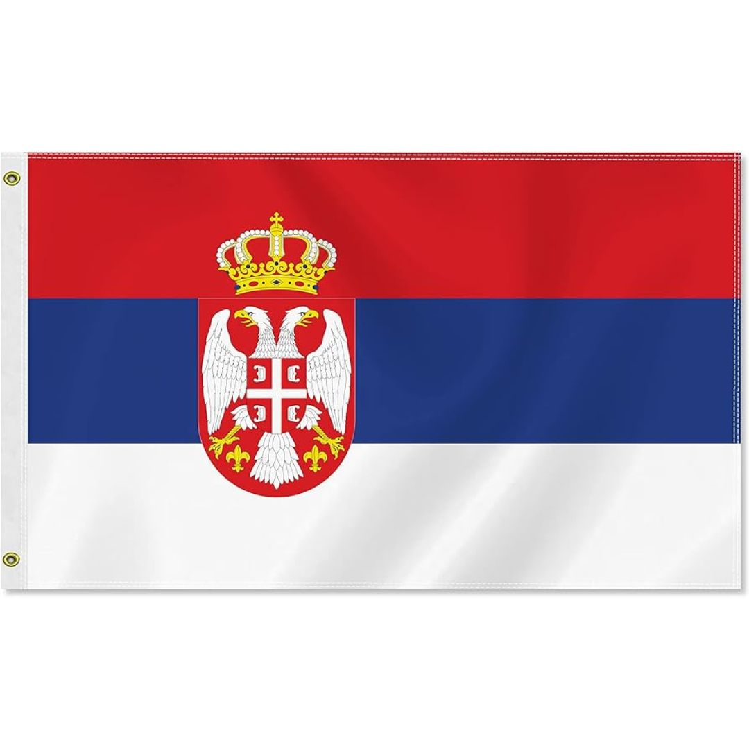 Flag Of Serbia New With Crest 5' x 3' 75D Polyester