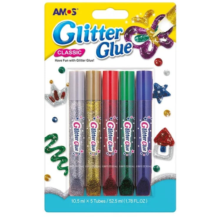 Amos Glitter Glue Classic A Pack Of 5pcs