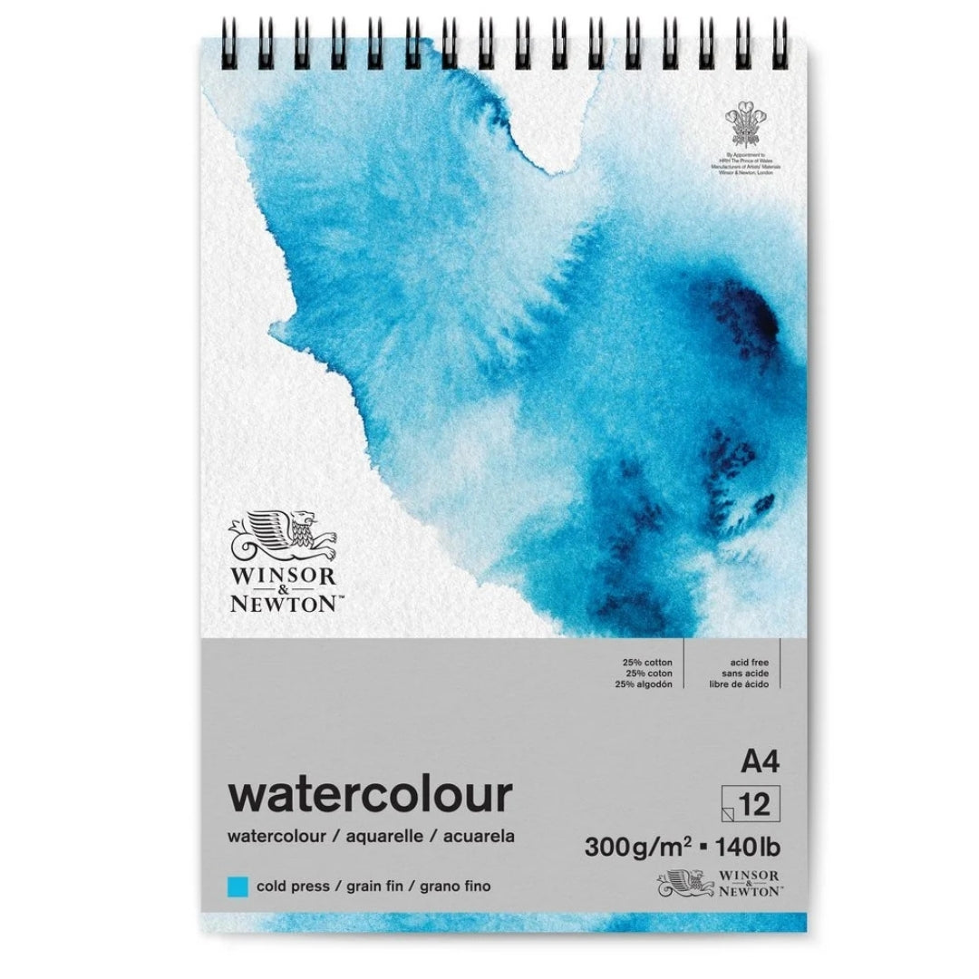 A4 Winsor & Newton Top-Spiral Watercolour Journal 300gsm 12 Sheets