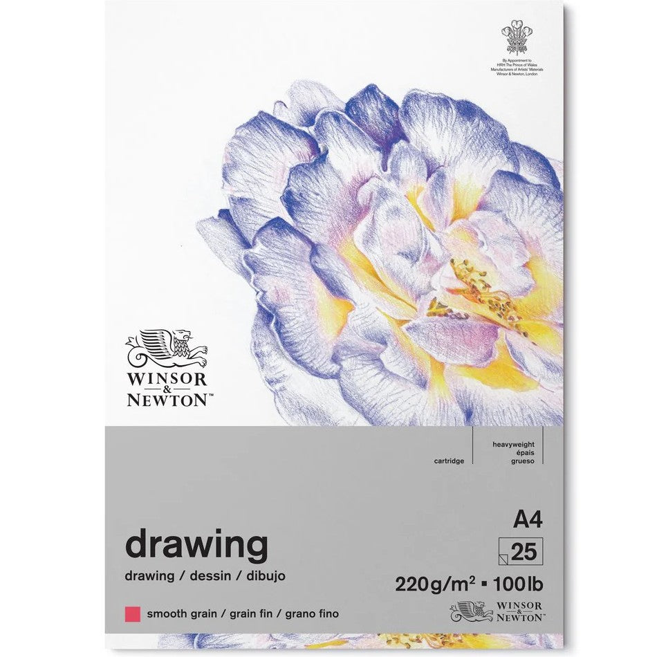 A4 Winsor & Newton Drawing Pad Smooth 220gsm 25 Sheets