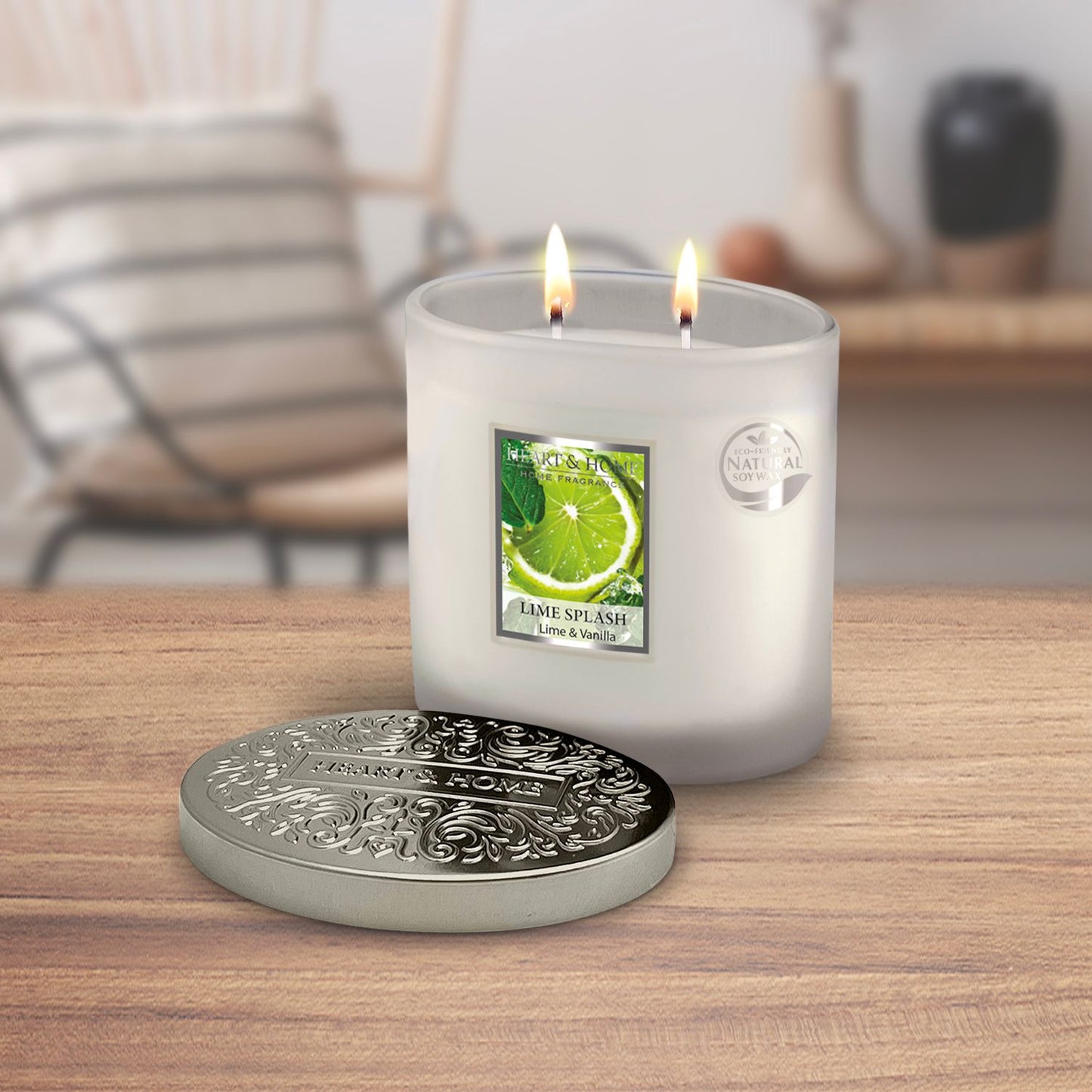 H&H 2 Wick Ellipse Candle - Lime Splash