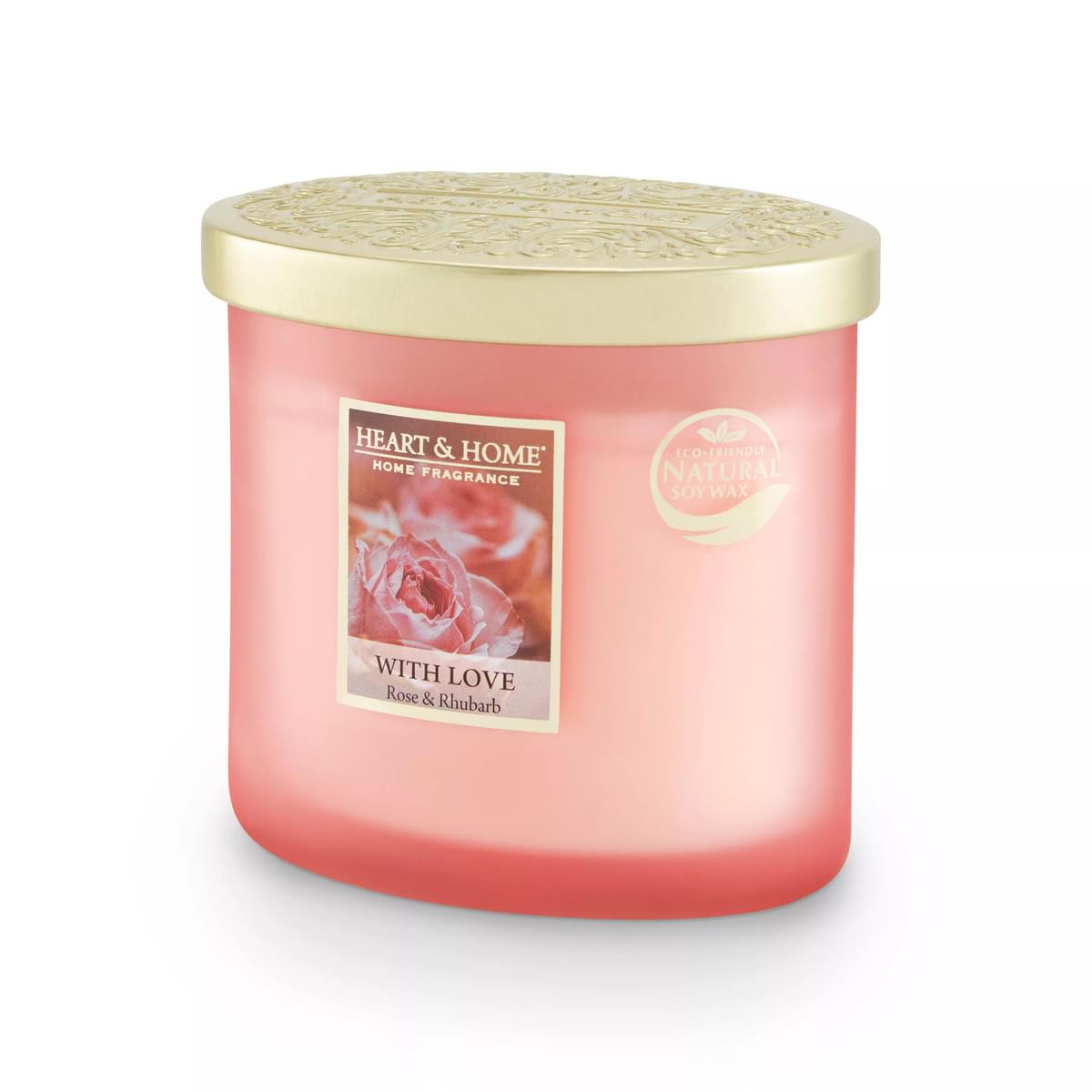 H&H With Love 2 Wick Ellipse Candle (Rose & Rhubarb)