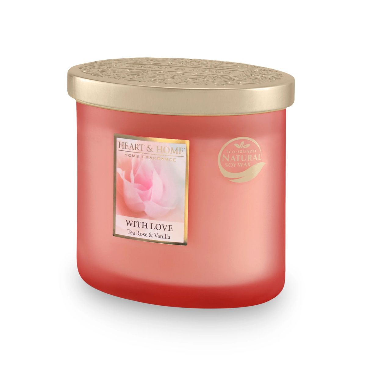 H&H Two Wick Ellipse Wick Candle 220g - With Love Tea Rose & Vanilla