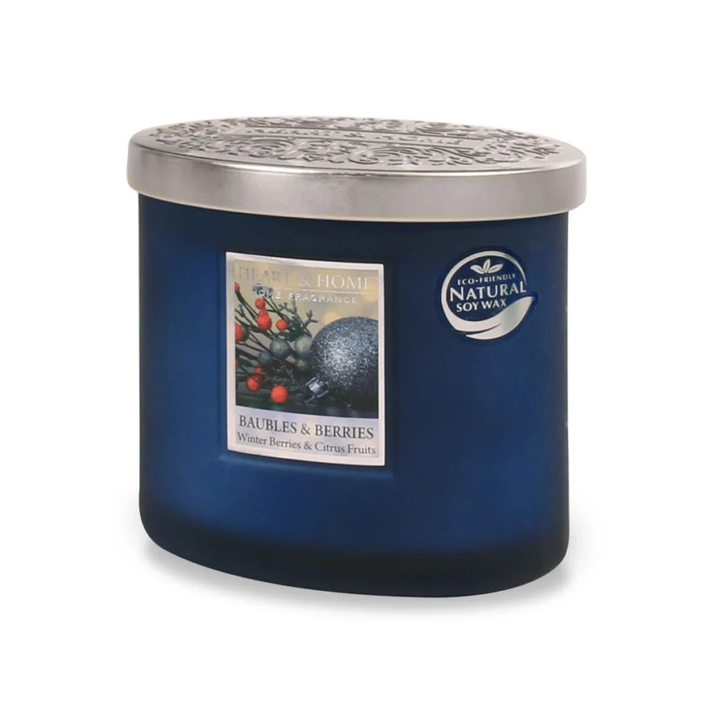 H&H Twin Wick Candle 220g - Baubles & Berries