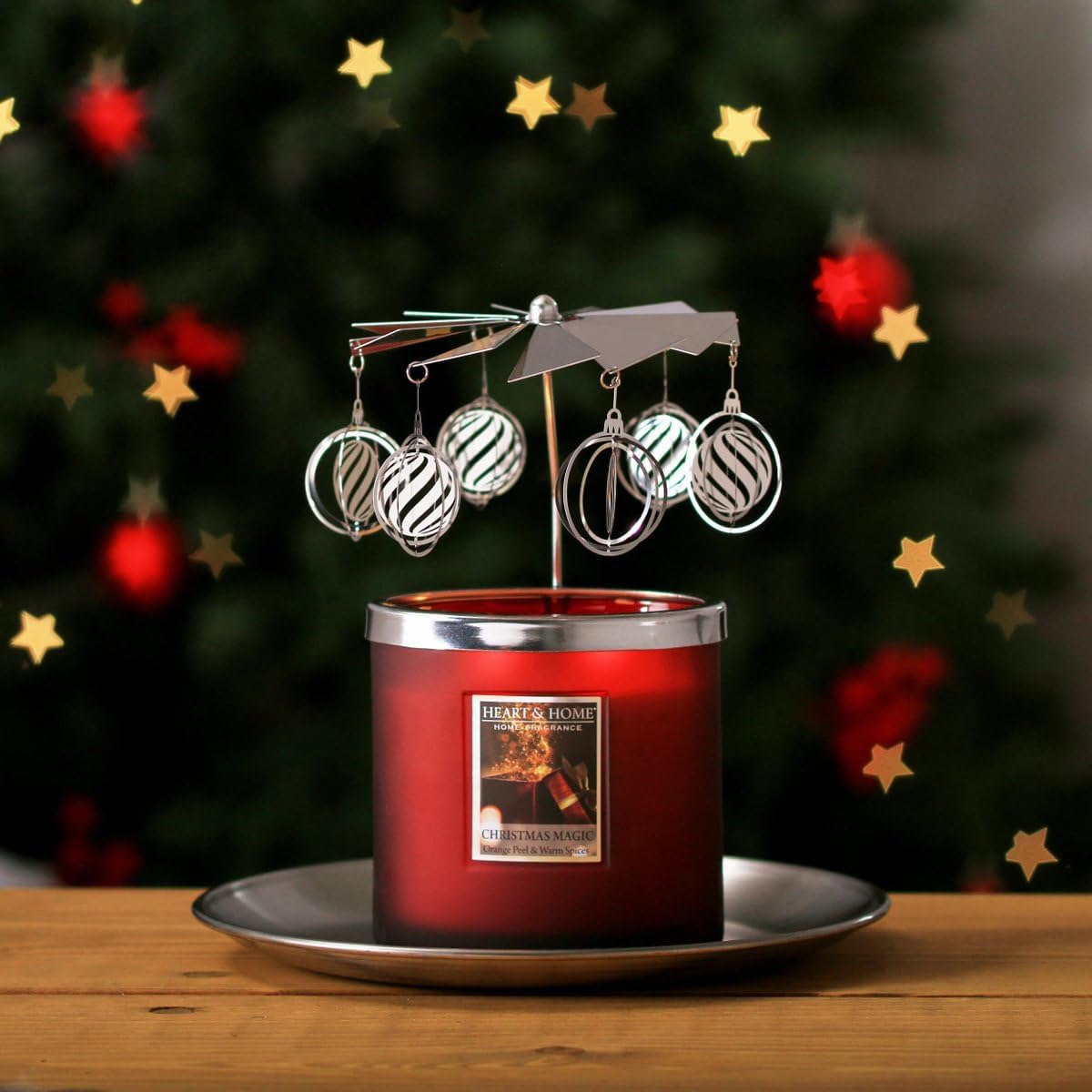 H&H Twin Wick Candle 220g & Carousel - Christmas Magic