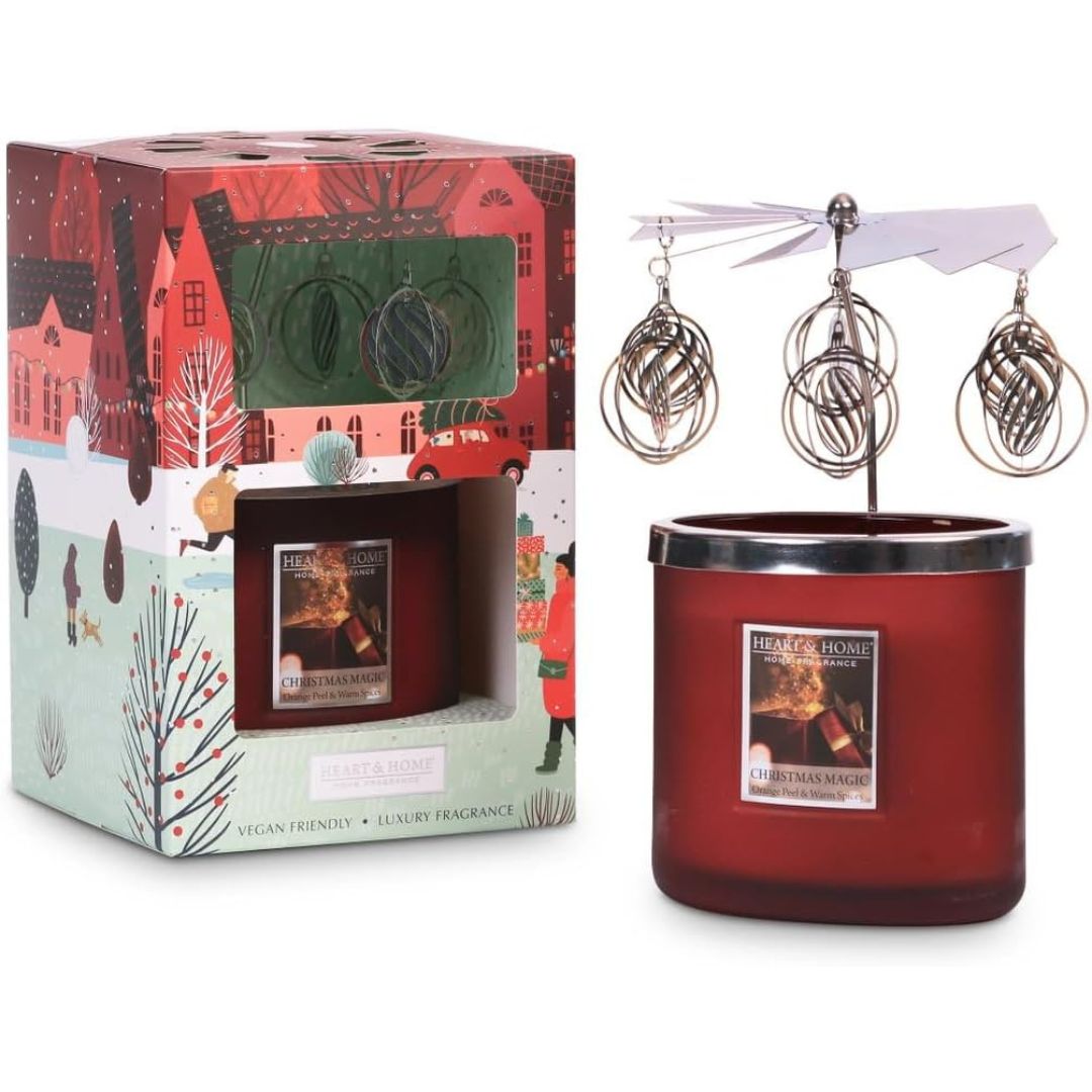 H&H Twin Wick Candle 220g & Carousel - Christmas Magic
