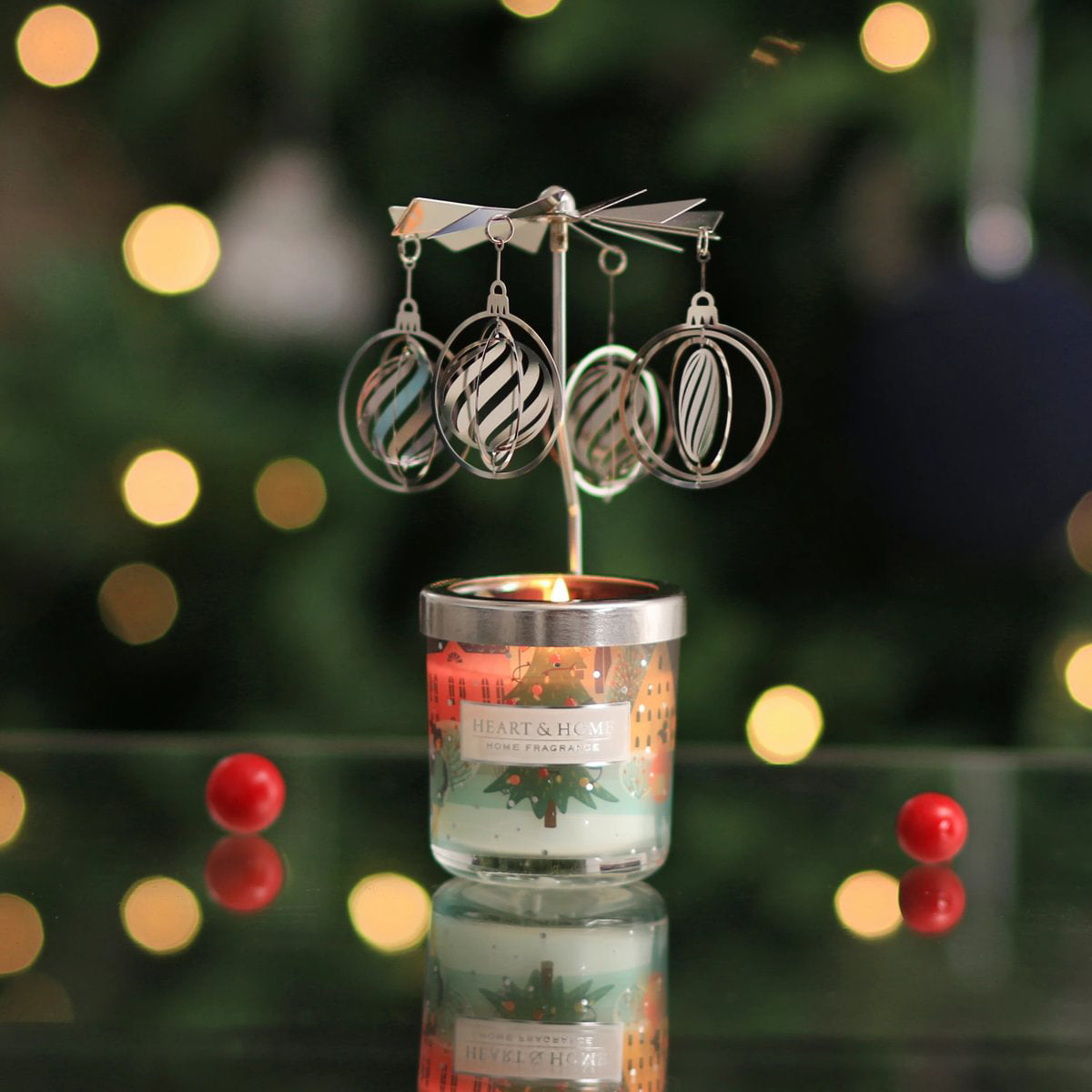 H&H Mini Candle 45g & Carousel - Baubles & Berries