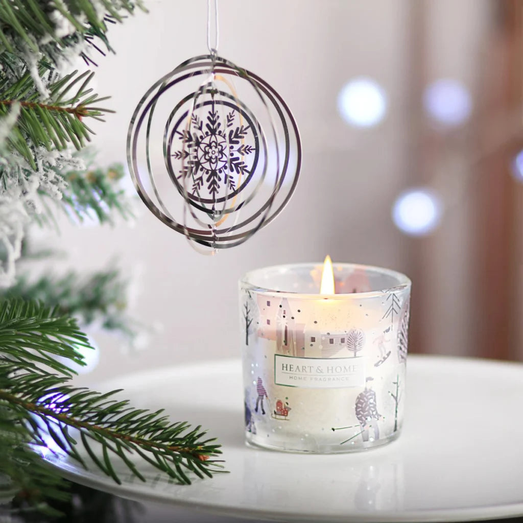 H&H Candle 90g & Tree Decoration - Snowflake Sparkle