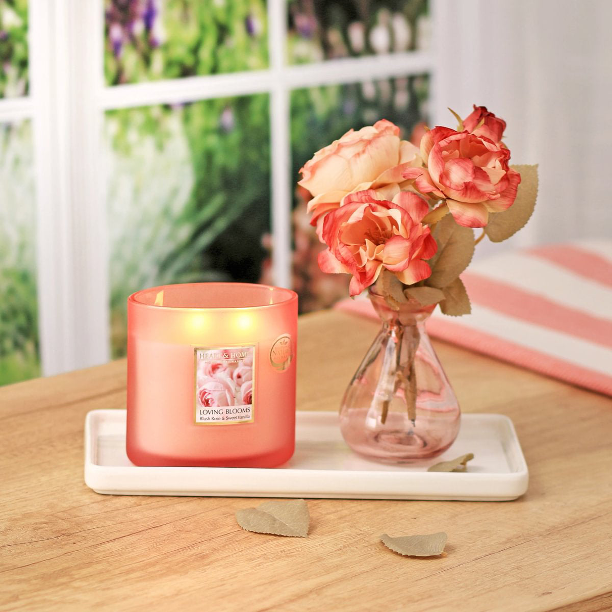 H&H Twin Wick Ellipse Candle 220g - Loving Blooms