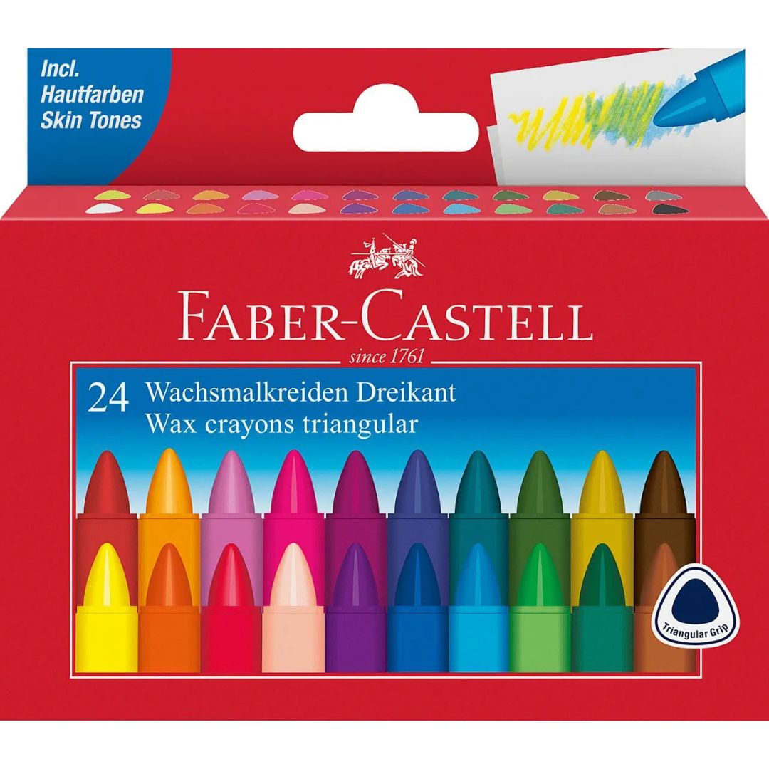 Faber-Castell Wax Crayons Triangular A Pack Of 24pcs