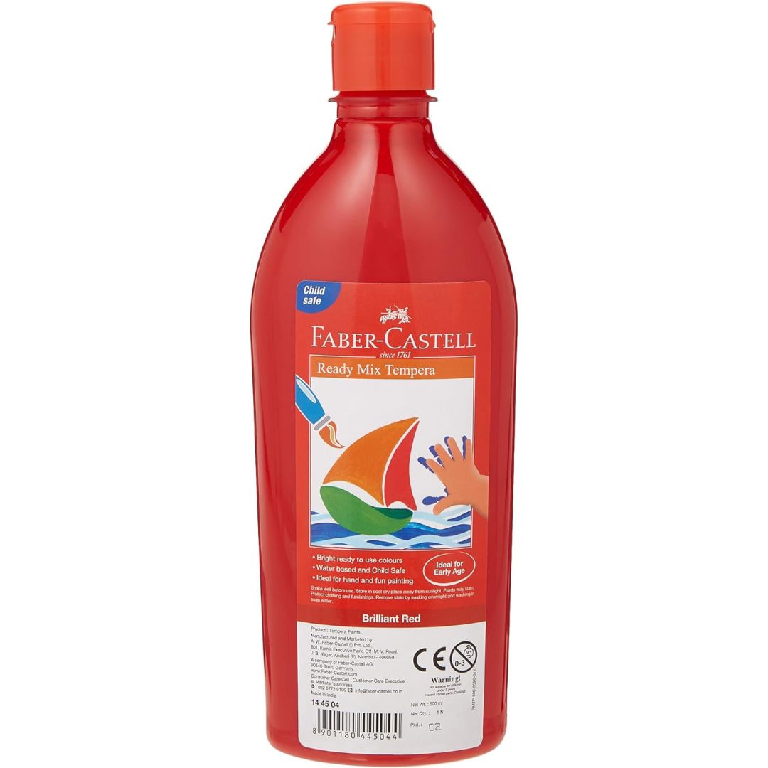 Faber-Castell Ready Mix Tempera 500ml (Child Safe) - Brilliant Red