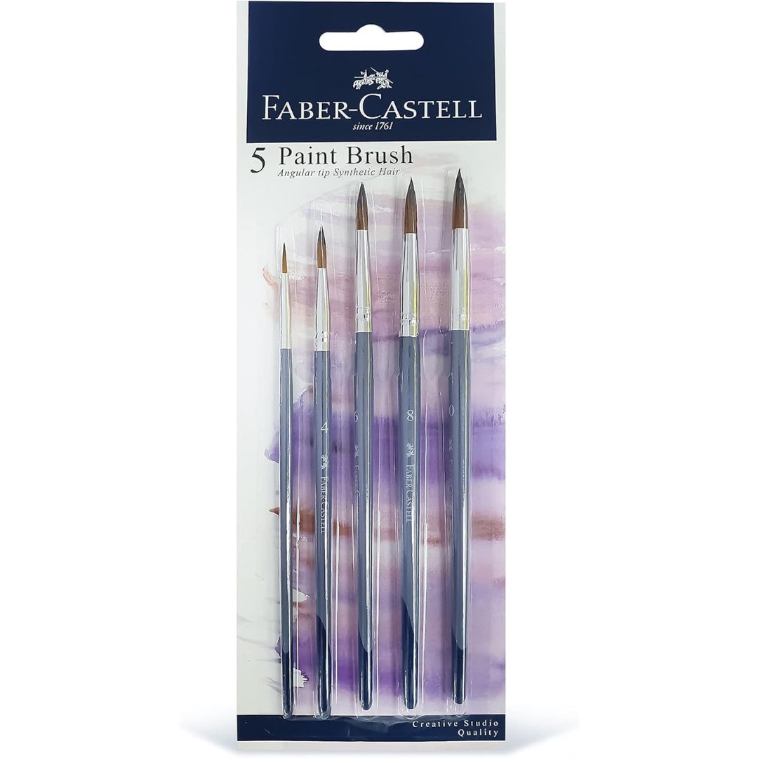 Faber-Castell Paint Brush A Pack Of 5pcs - Pointed Tip Synthetic Hair