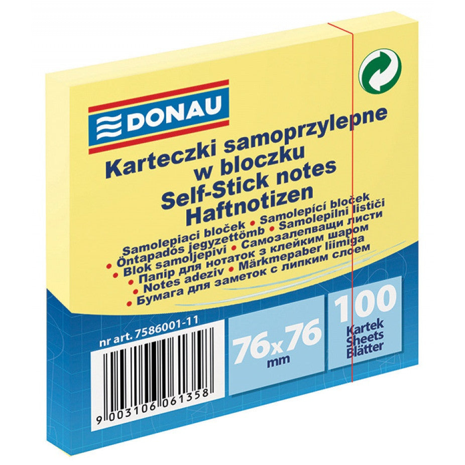Donau Sticky Notes 7.6 x 7.6cm A Pack Of 100pcs - Yellow