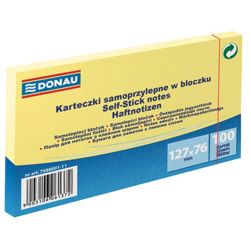 Donau Sticky Notes 7.6 x 12.7cm A Pack Of 100pcs - Yellow