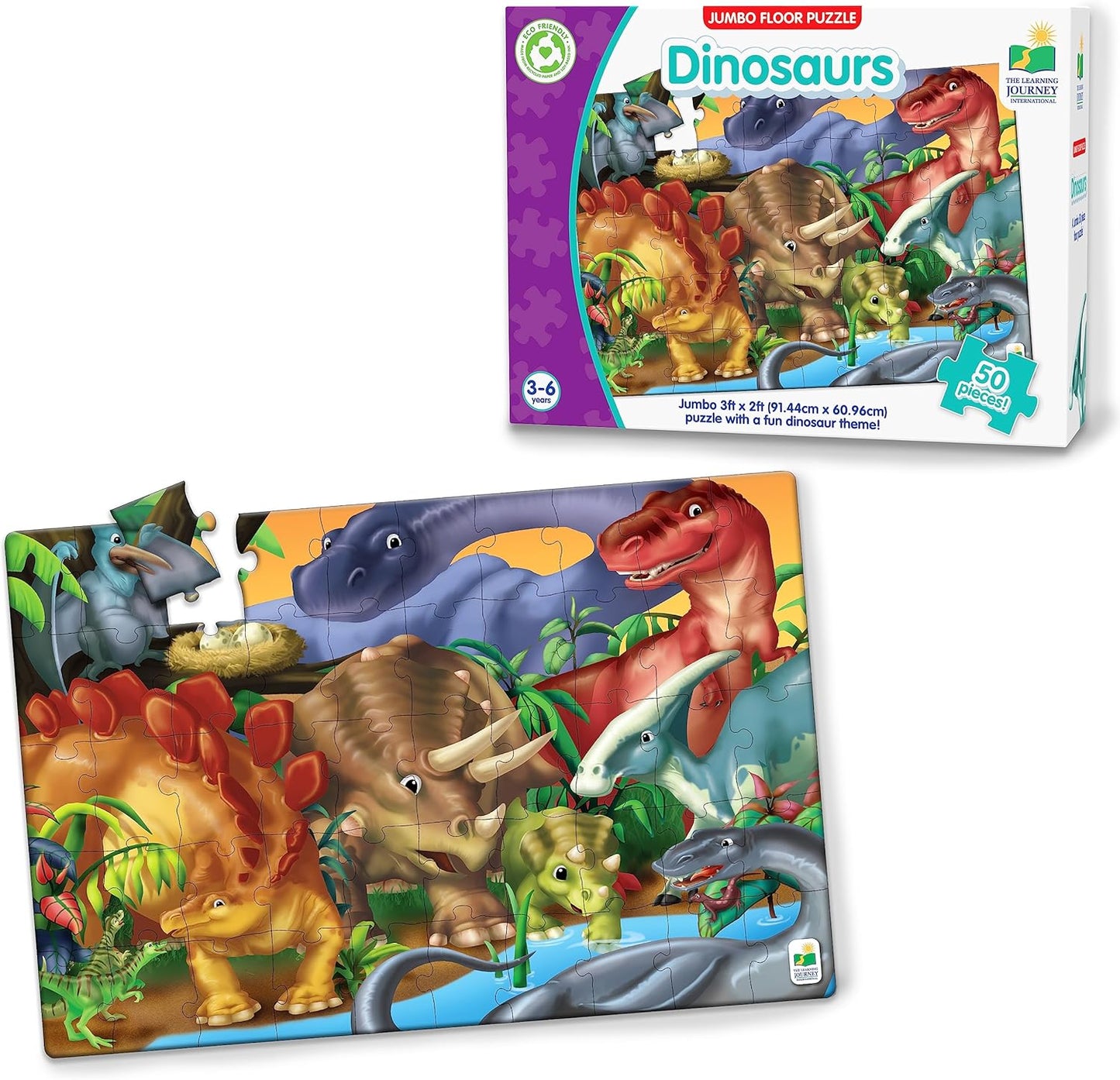 The Learning Journey: (3-6yrs) Jumbo Floor Puzzles Dinosaurs - Extra Large 50 Pieces Jigsaw Puzzle