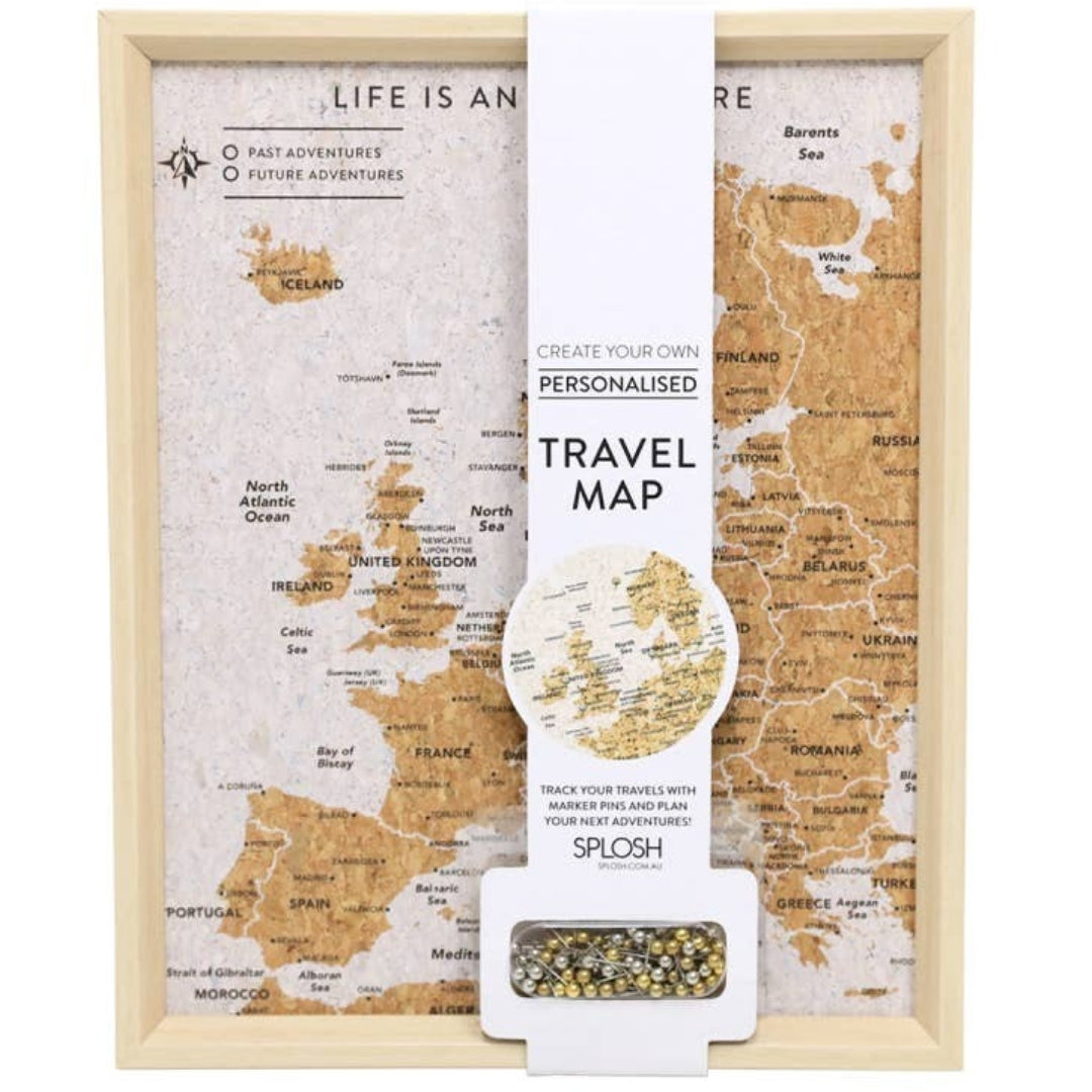 Splosh Travel Board Map 27 x 22cm - Europe - White