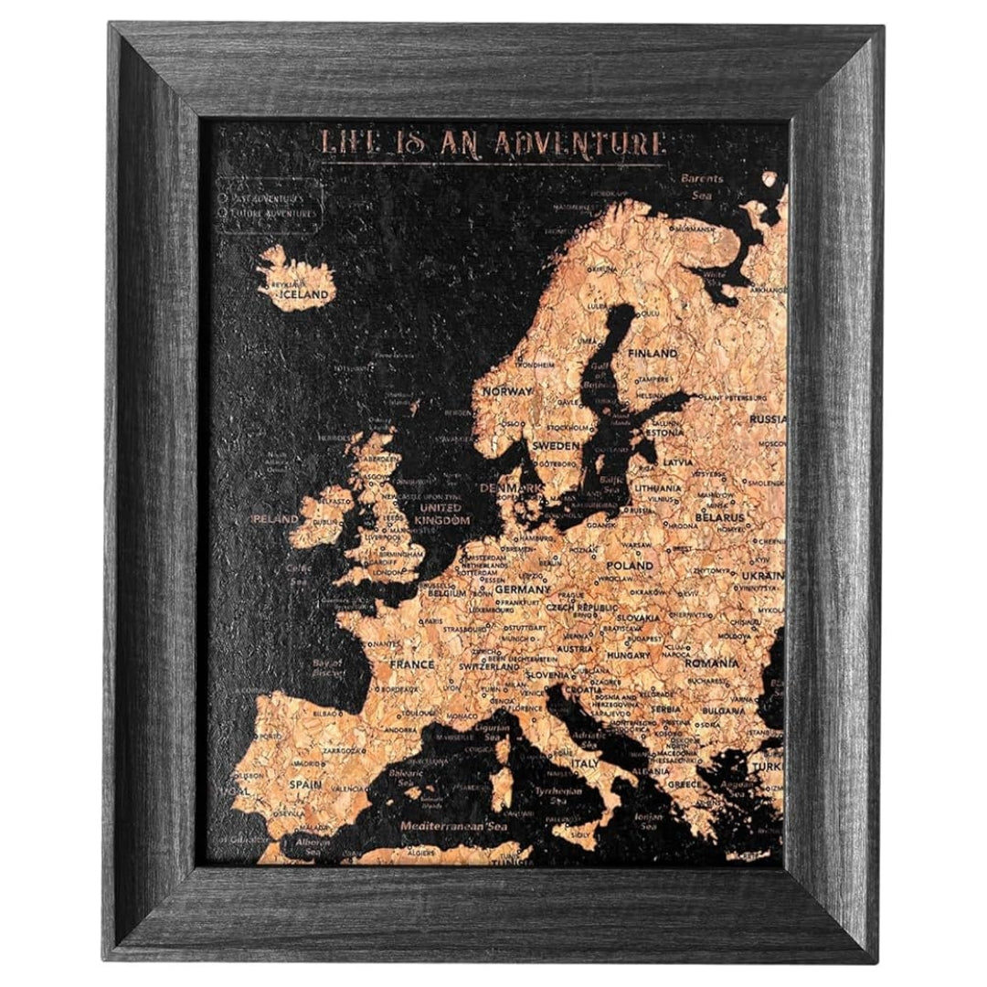 Splosh Travel Board Map 30 x 25cm - Europe - Black