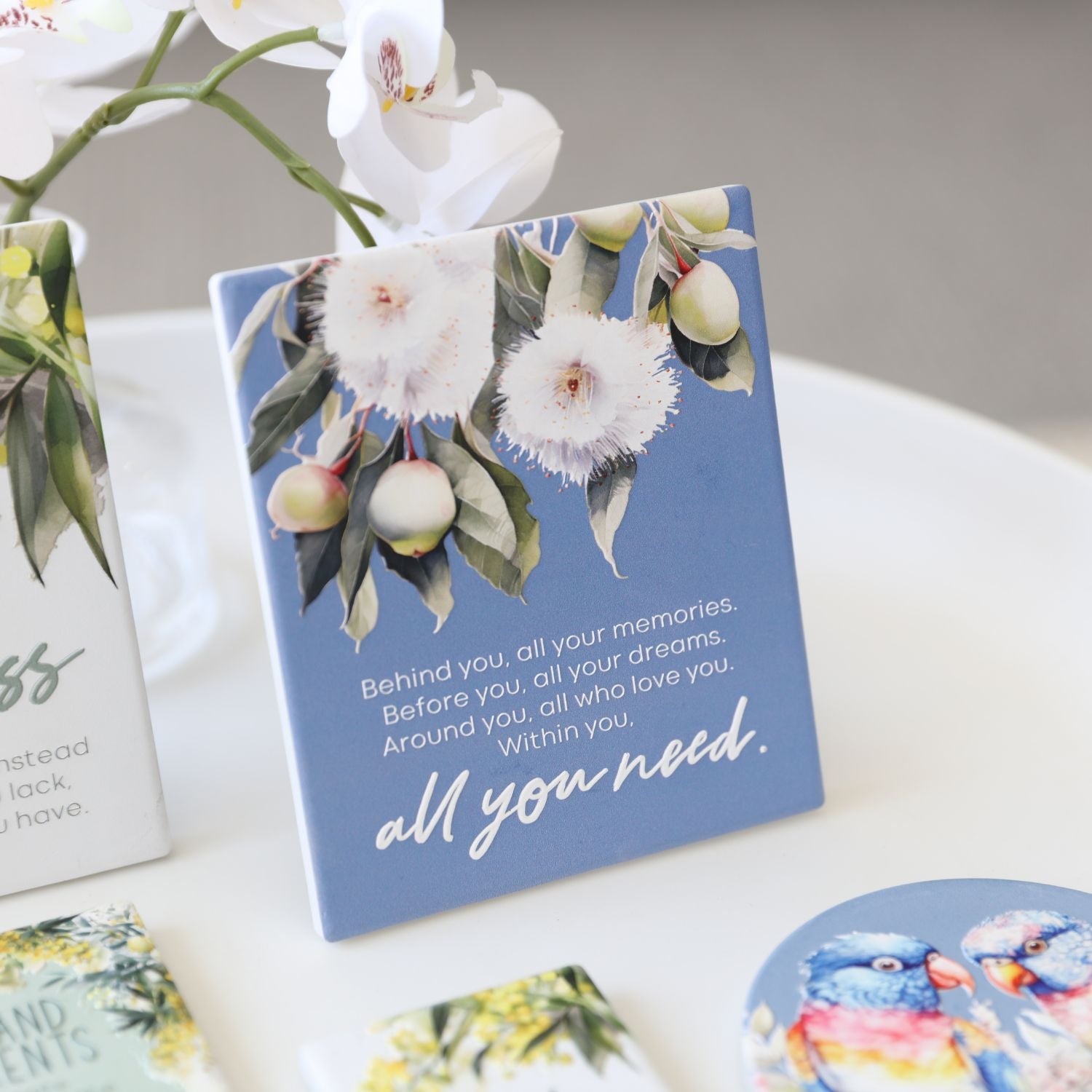 Splosh Ceramic Plaque Native Blooms 14 x 12cm - All You Need Verse