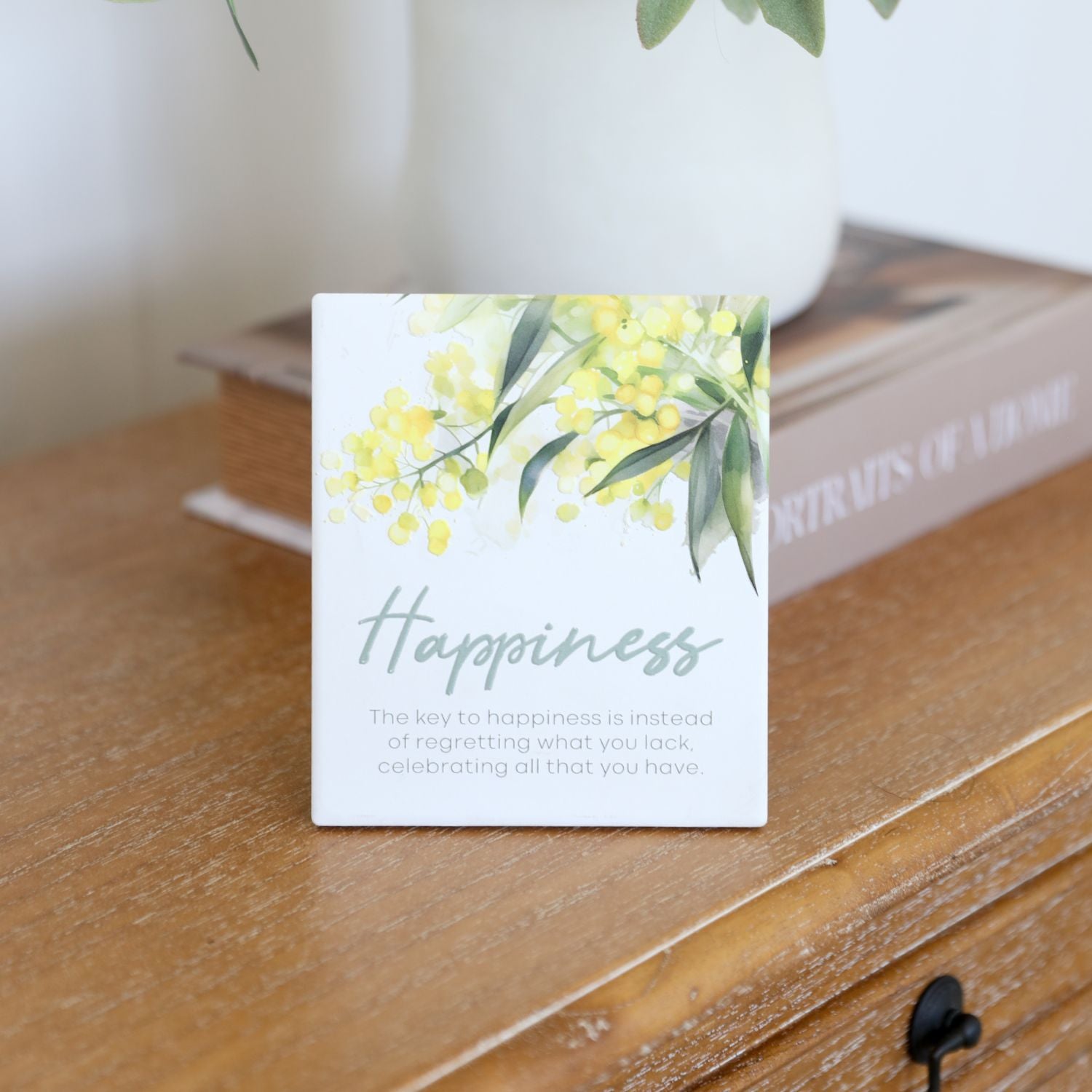 Splosh Ceramic Plaque Native Blooms 14 x 12cm - Happiness Verse