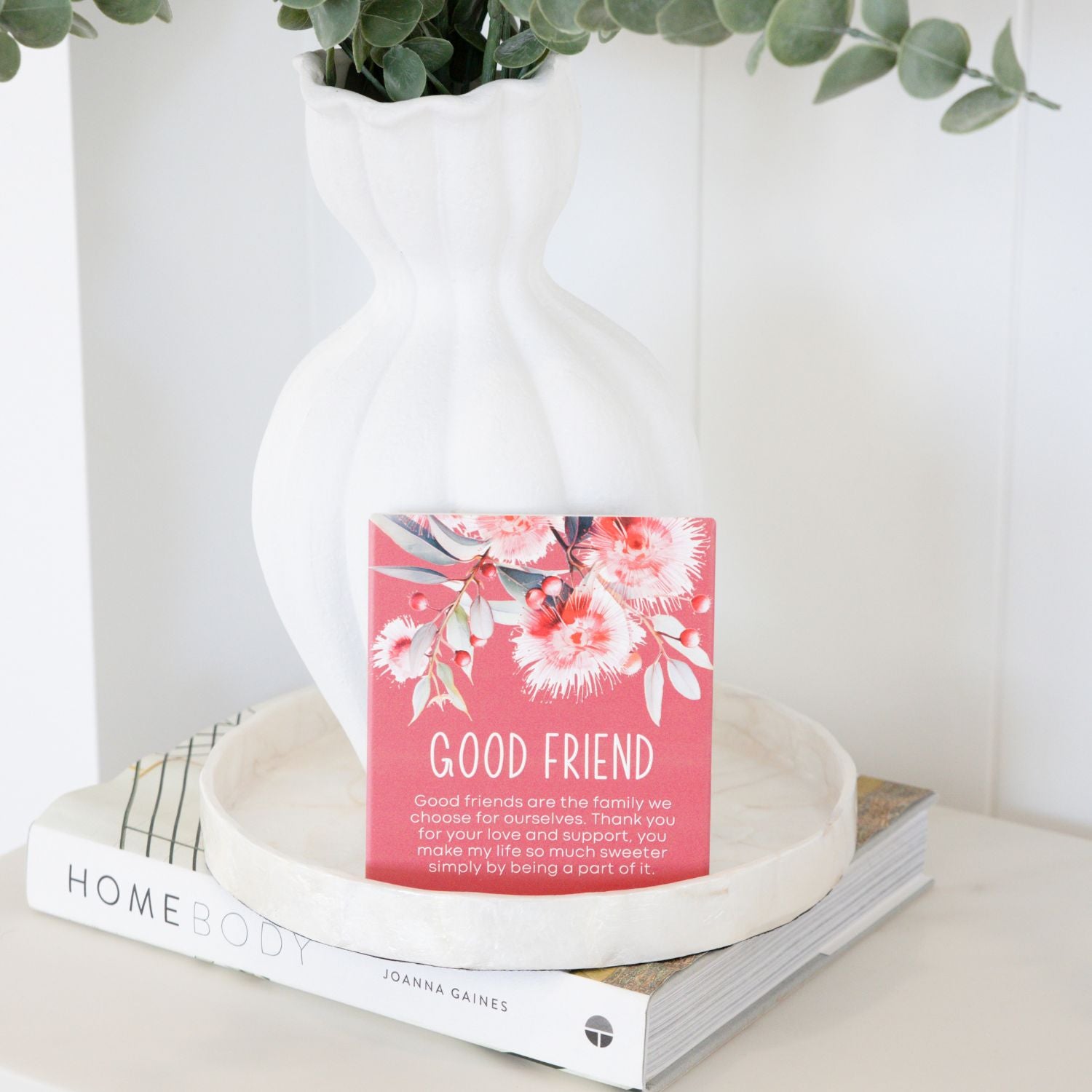Splosh Ceramic Plaque Native Blooms 14 x 12cm - Good Friend Verse
