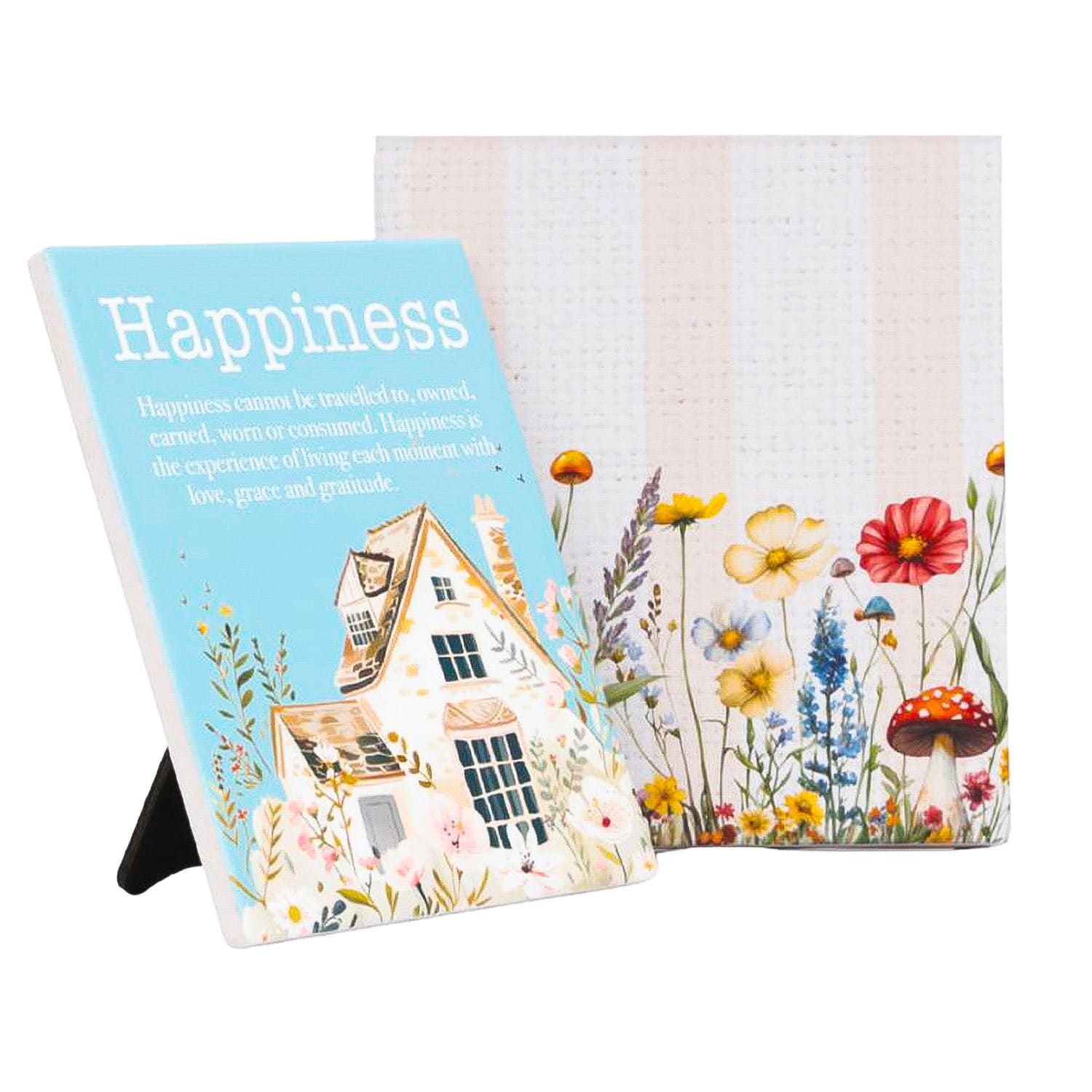 Splosh Ceramic Plaque - Cottage Grove 14 x 12cm - Happiness Verse