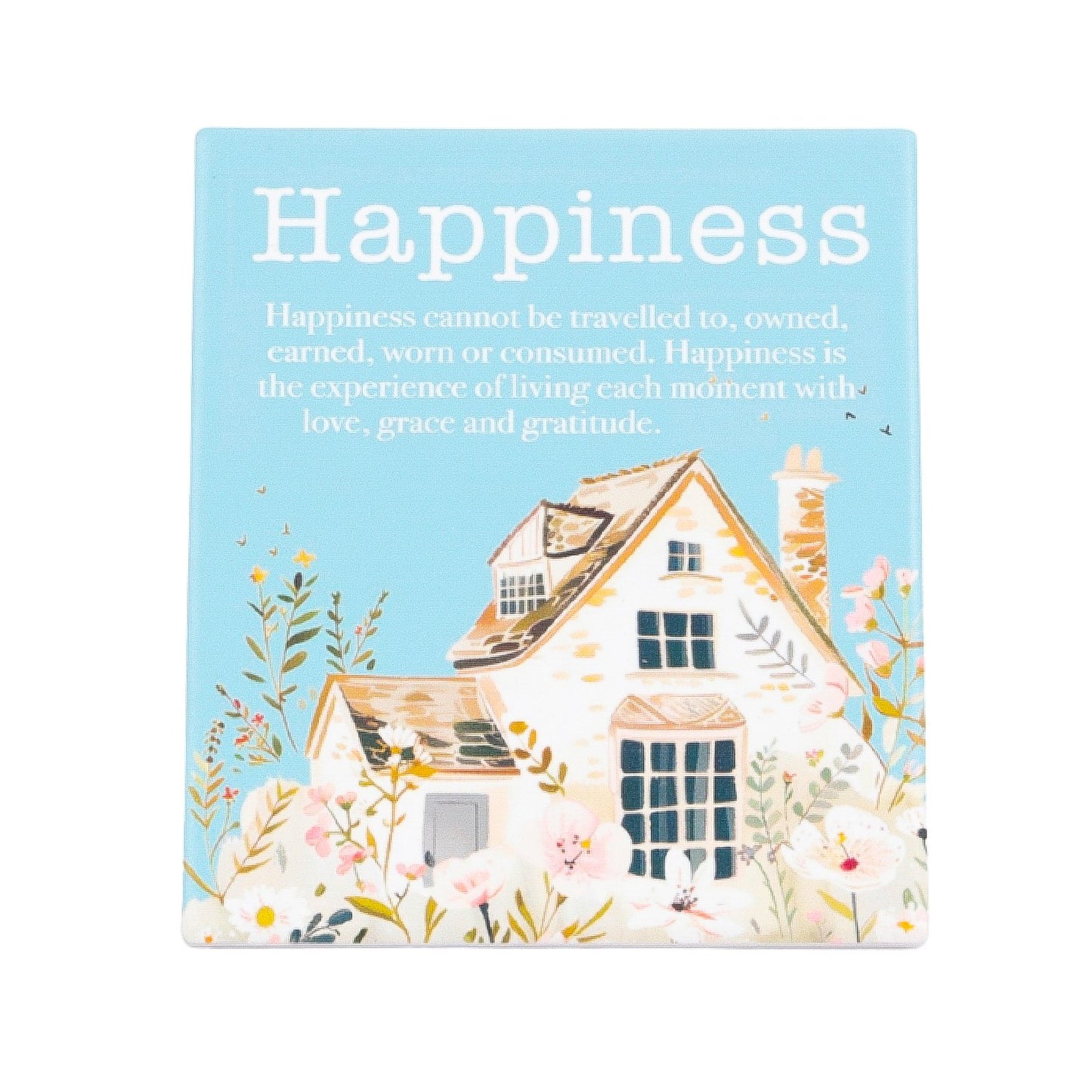 Splosh Ceramic Plaque - Cottage Grove 14 x 12cm - Happiness Verse