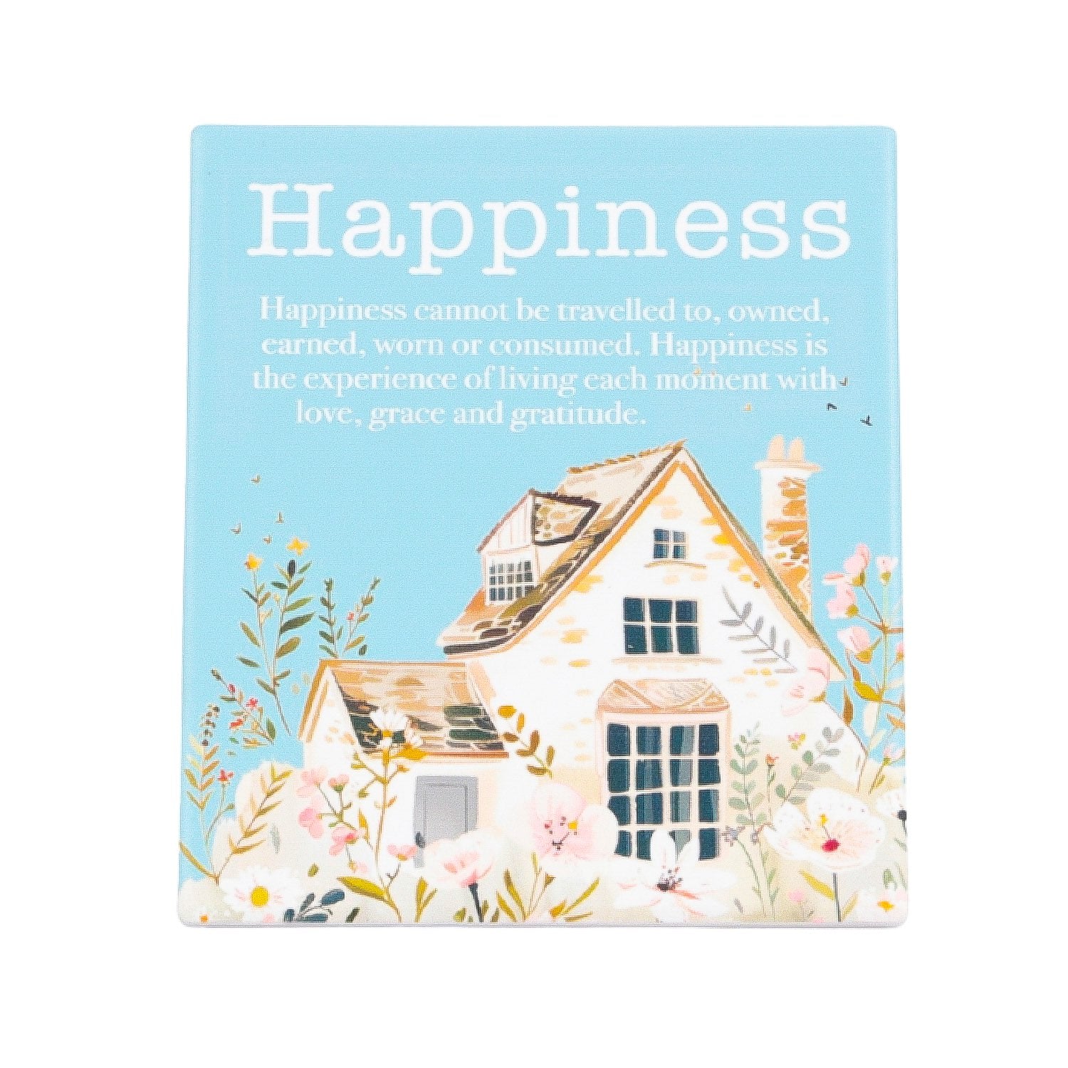 Splosh Ceramic Plaque - Cottage Grove 14 x 12cm - Happiness Verse