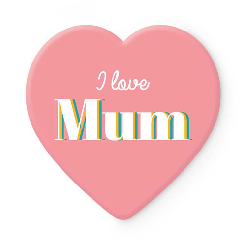 Heart-Shape Ceramic Coaster 11.5 x 11.5cm - I Love Mum